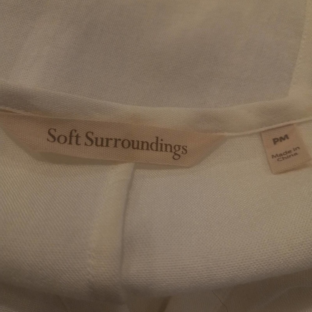 Soft Surroundings White V Neck Button Top - Picture 6 of 6